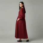 Abito Midi Elegante Da Donna Con Scollo A V E Maniche Tre Quarti, immagine 3