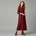 Abito Midi Elegante Da Donna Con Scollo A V E Maniche Tre Quarti, immagine 4