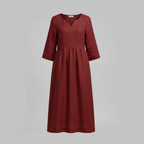 Abito Midi Elegante Da Donna Con Scollo A V E Maniche Tre Quarti, immagine 7