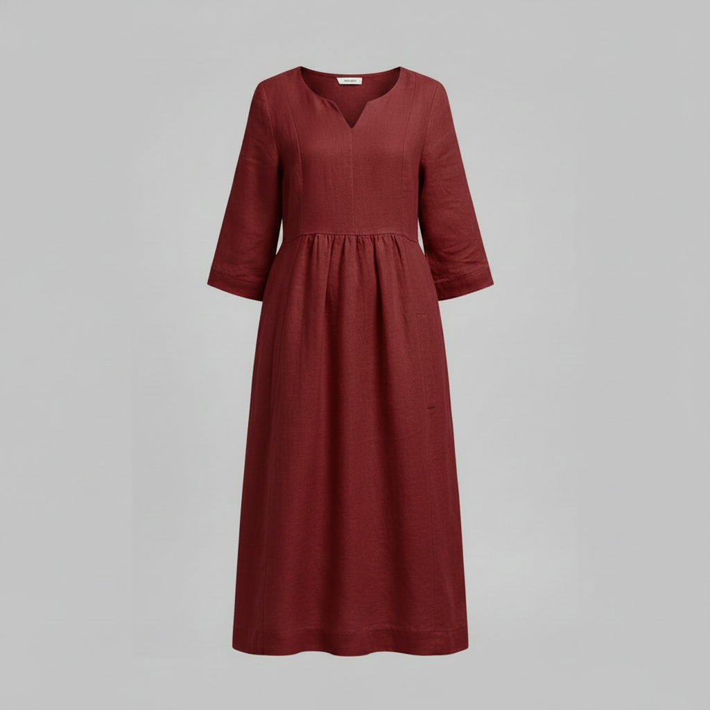 Abito Midi Elegante Da Donna Con Scollo A V E Maniche Tre Quarti, immagine 7
