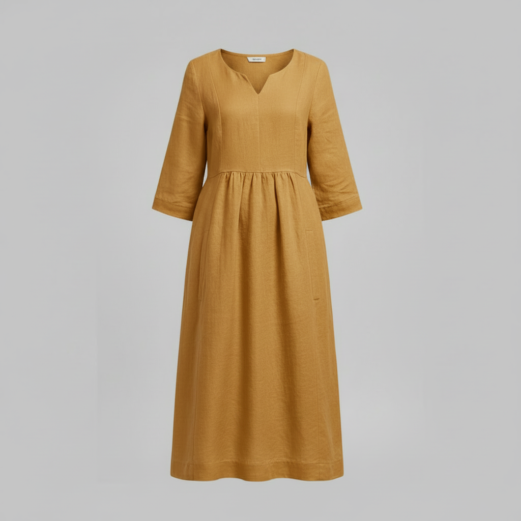 Abito Midi Elegante Da Donna Con Scollo A V E Maniche Tre Quarti, immagine 6