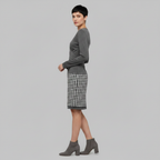Abito Midi Da Donna Con Scollo A V E Gonna A Quadri, immagine 2