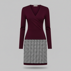 Abito Midi Da Donna Con Scollo A V E Gonna A Quadri, immagine 7