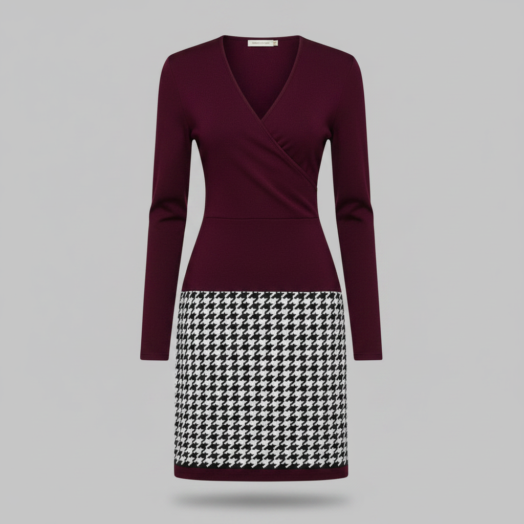 Abito Midi Da Donna Con Scollo A V E Gonna A Quadri, immagine 7