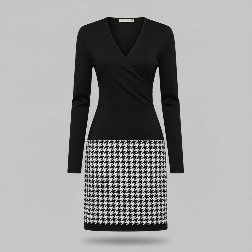Abito Midi Da Donna Con Scollo A V E Gonna A Quadri, immagine 5