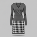 Abito Midi Da Donna Con Scollo A V E Gonna A Quadri, immagine 6