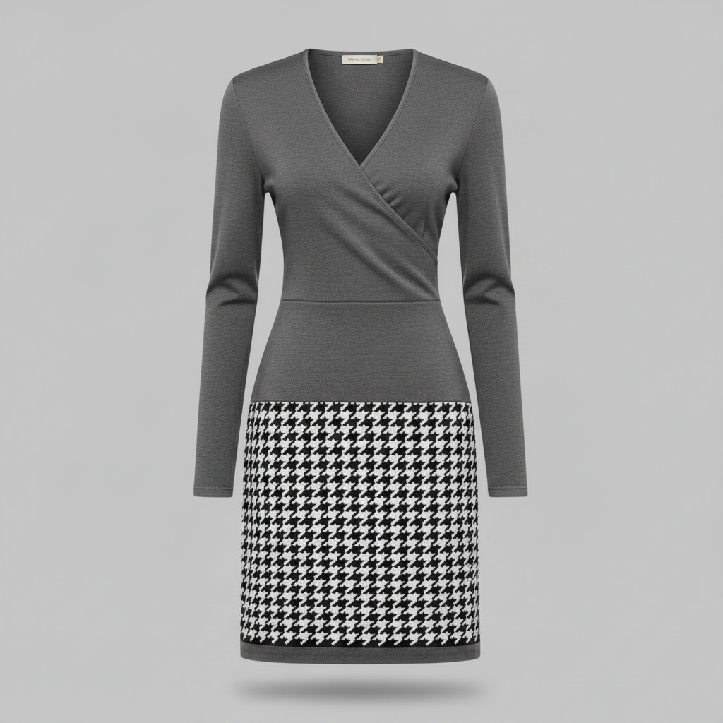 Abito Midi Da Donna Con Scollo A V E Gonna A Quadri, immagine 6
