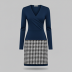Abito Midi Da Donna Con Scollo A V E Gonna A Quadri, immagine 8