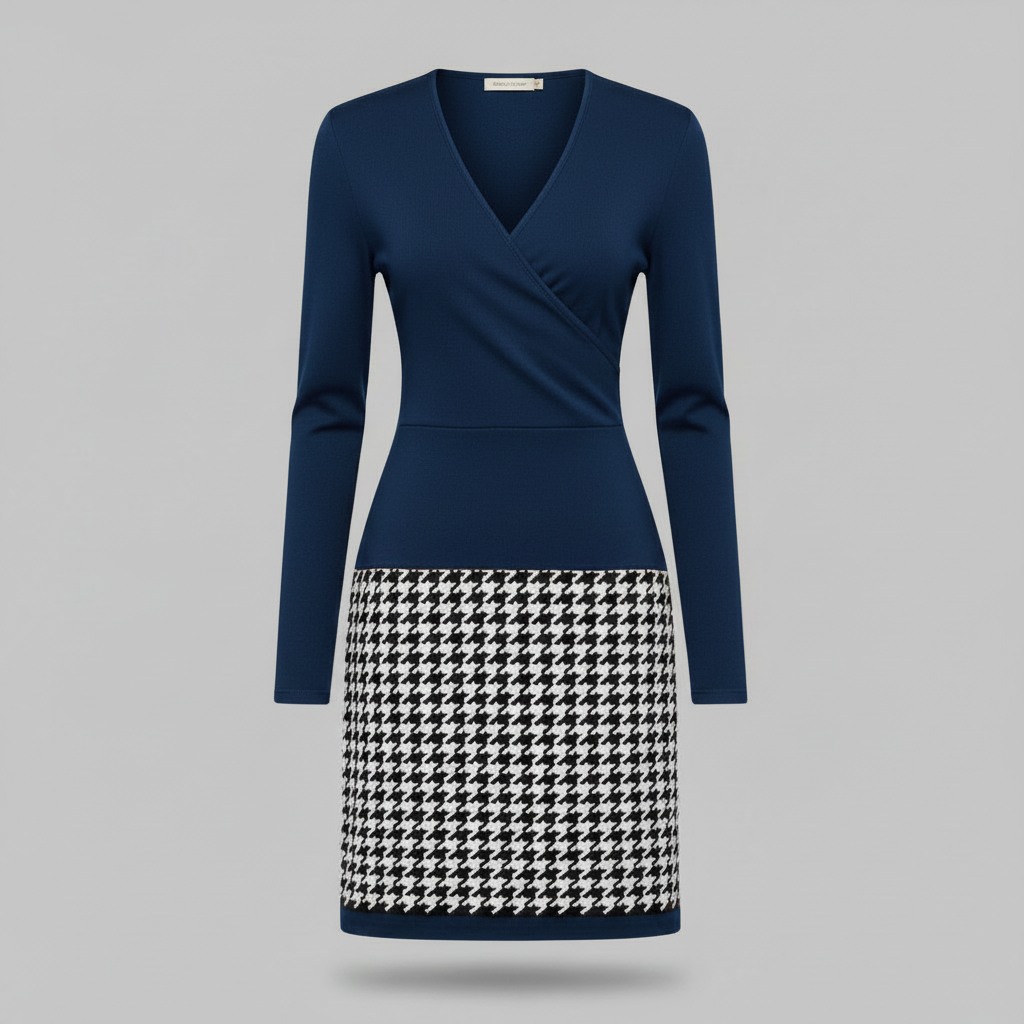 Abito Midi Da Donna Con Scollo A V E Gonna A Quadri, immagine 8