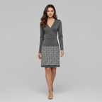 Abito Midi Da Donna Con Scollo A V E Gonna A Quadri, immagine 3