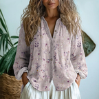 Blusa A Righe Da Donna Con Bottoni, Maniche Lunghe E Profili A Contrasto, immagine 2