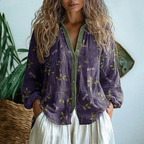 Blusa A Righe Da Donna Con Bottoni, Maniche Lunghe E Profili A Contrasto, immagine 1