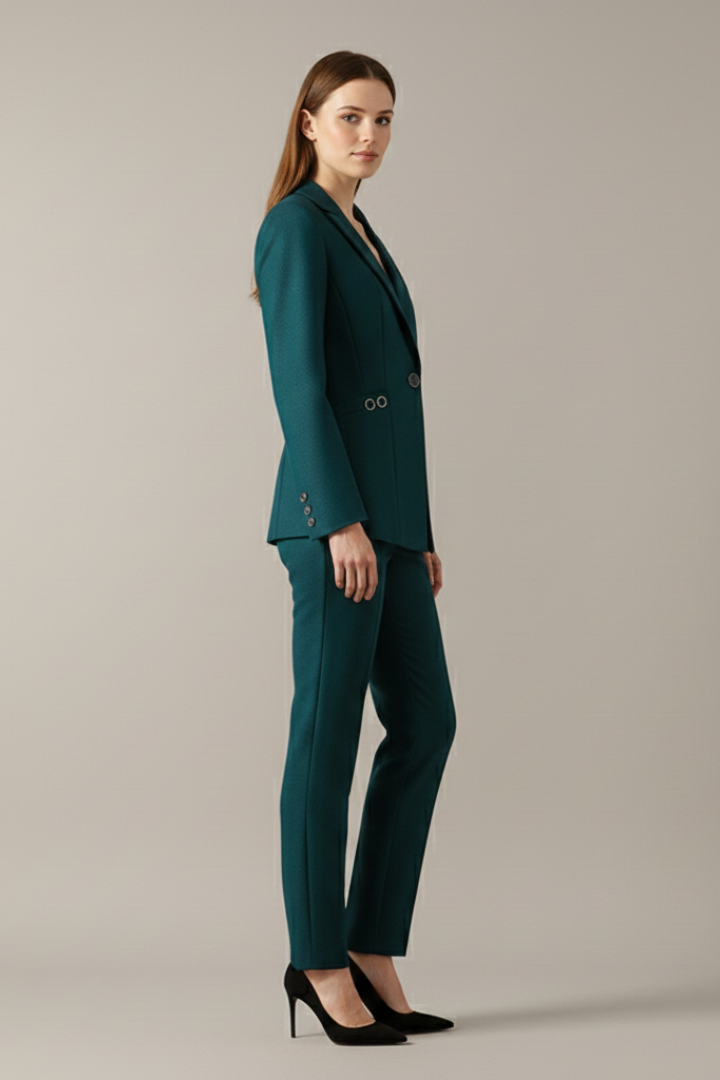 Completo Blazer E Pantaloni Da Donna Con Bottone Singolo E Taglio Dritto, immagine 3