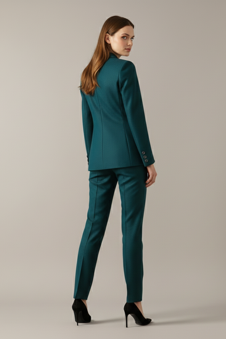 Completo Blazer E Pantaloni Da Donna Con Bottone Singolo E Taglio Dritto, immagine 4