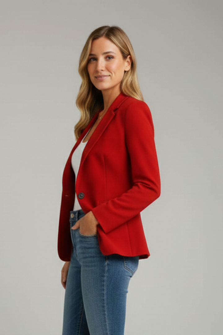Blazer Da Donna Con Revers Classici E Bottone Singolo, immagine 3