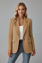 Blazer Da Donna Con Revers Classici E Bottone Singolo, immagine 6