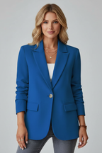 Blazer Da Donna Con Revers Classici E Bottone Singolo, immagine 10