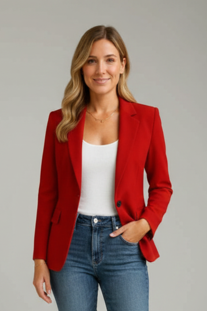 Blazer Da Donna Con Revers Classici E Bottone Singolo, immagine 2