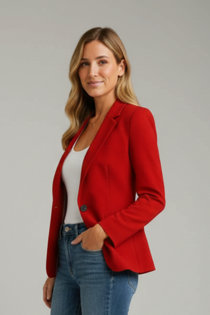 Blazer Da Donna Con Revers Classici E Bottone Singolo, immagine 5