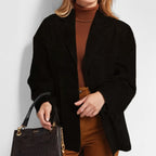 Blazer Effetto Scamosciato Da Donna Con Bottone E Revers Classici, immagine 4