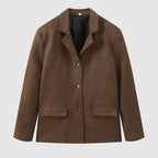 Blazer Effetto Scamosciato Da Donna Con Bottone E Revers Classici, immagine 6