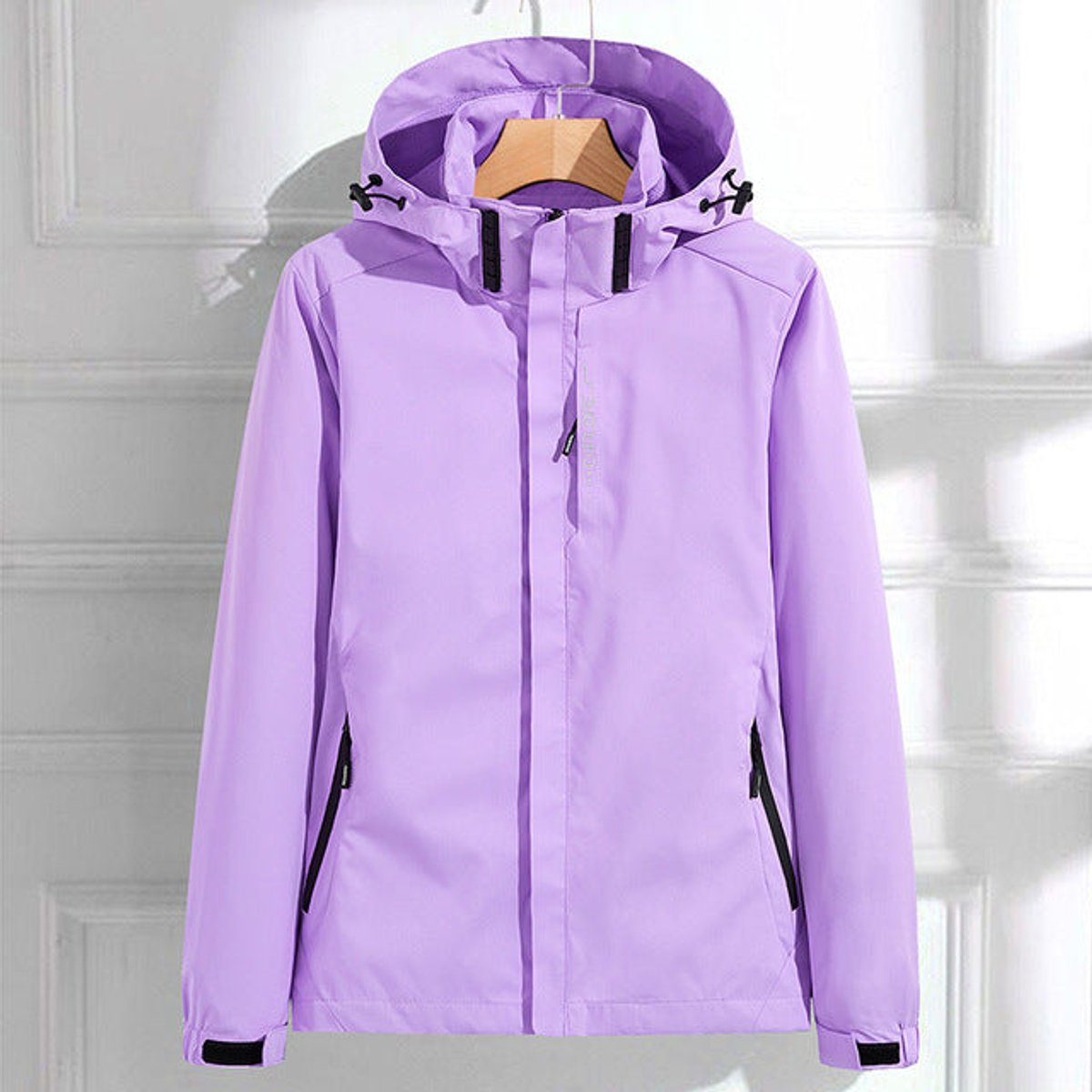 Giacca Con Cappuccio Da Donna Con Doppia Patta E Tasche Con Zip, immagine 3