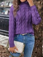Maglione A Trecce Da Donna Con Collo Alto E Taglio Comodo, immagine 35