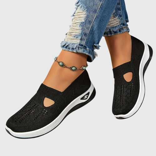 Sneakers Slip On Da Donna In Tessuto Traforato Con Suola Spessa, immagine 4