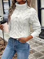 Maglione A Trecce Da Donna Con Collo Alto E Taglio Comodo, immagine 38