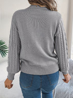 Maglione A Trecce Da Donna Con Girocollo E Maniche Lunghe, immagine 10