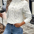 Maglione A Trecce Da Donna Con Collo Alto E Taglio Comodo, immagine 37