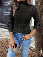 Maglione A Trecce Da Donna Con Collo Alto E Taglio Comodo, immagine 12