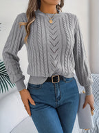 Maglione A Trecce Da Donna Con Girocollo E Maniche Lunghe, immagine 11
