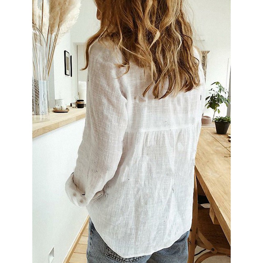 Camicia Da Donna Con Bottoni, Collo Classico E Maniche Lunghe, immagine 5