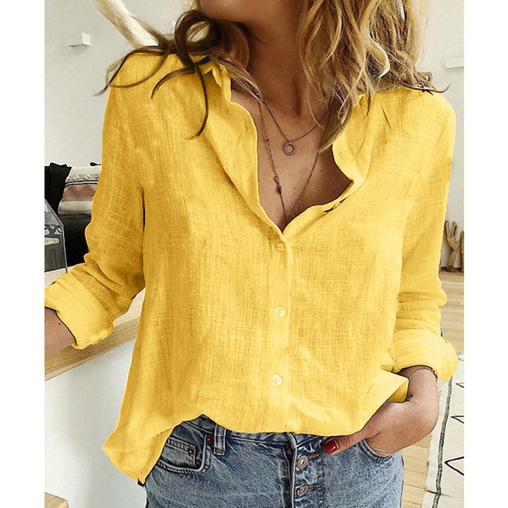 Camicia Da Donna Con Bottoni, Collo Classico E Maniche Lunghe, immagine 2