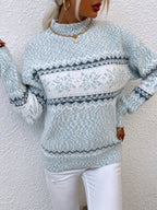 Maglione Con Fiocchi Di Neve Da Donna Con Collo Alto E Taglio Comodo, immagine 23