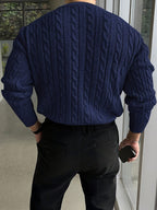 Maglione A Trecce Da Donna Con Girocollo E Maglia Spessa, immagine 3