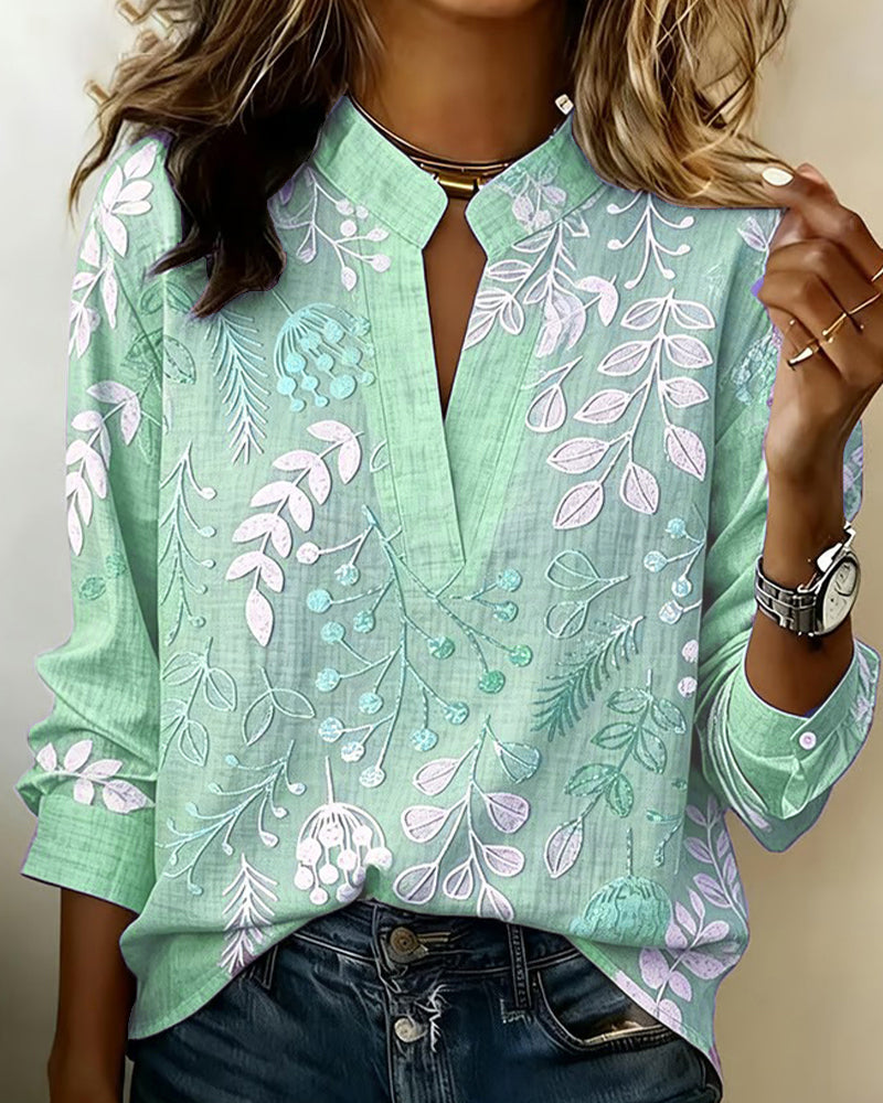 Blusa Floreale Da Donna Con Scollo A V E Maniche Tre Quarti, immagine 13