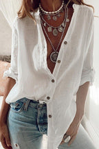 Camicia Ampia Da Donna Con Scollo A V E Maniche Lunghe, immagine 9