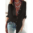 Camicia Ampia Da Donna Con Scollo A V E Maniche Lunghe, immagine 2