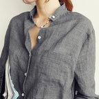 Camicia Da Donna A Maniche Corte Con Colletto E Bottoni, immagine 3