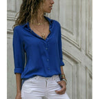 Camicia Da Donna A Maniche Lunghe Con Colletto E Bottoni, immagine 2