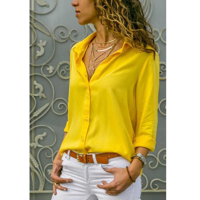 Camicia Da Donna A Maniche Lunghe Con Colletto E Bottoni, immagine 1