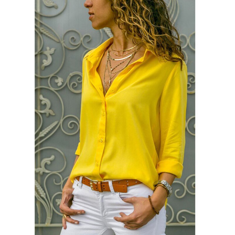 Camicia Da Donna A Maniche Lunghe Con Colletto E Bottoni, immagine 13