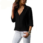 Camicia Da Donna A Maniche Lunghe Con Colletto E Bottoni, immagine 8