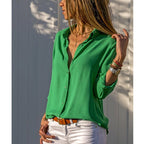 Camicia Da Donna A Maniche Lunghe Con Colletto E Bottoni, immagine 6