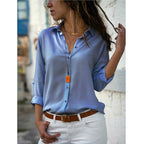 Camicia Da Donna A Maniche Lunghe Con Colletto E Bottoni, immagine 5