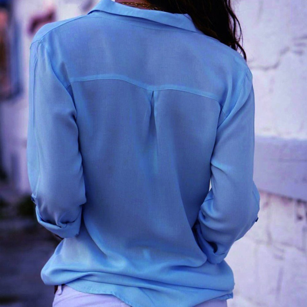 Camicia Da Donna A Maniche Lunghe Con Colletto E Bottoni, immagine 11