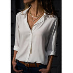 Camicia Da Donna A Maniche Lunghe Con Colletto E Bottoni, immagine 4
