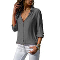 Camicia Da Donna A Maniche Lunghe Con Colletto E Bottoni, immagine 7
